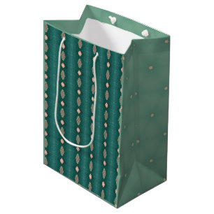 Sac Cadeau Moyen Vintage romantique Floral et design Turquoise