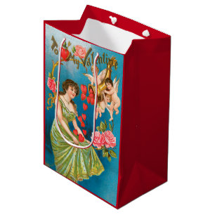 Sac Cadeau Moyen Vintage Victorien Valentine's Day Angels & Hearts