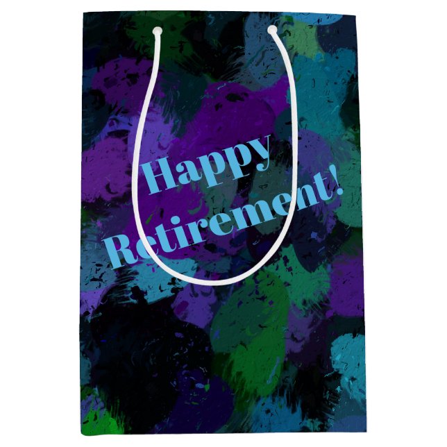 Sac Cadeau Moyen Violet, bleu et noir Abstrait (Devant)