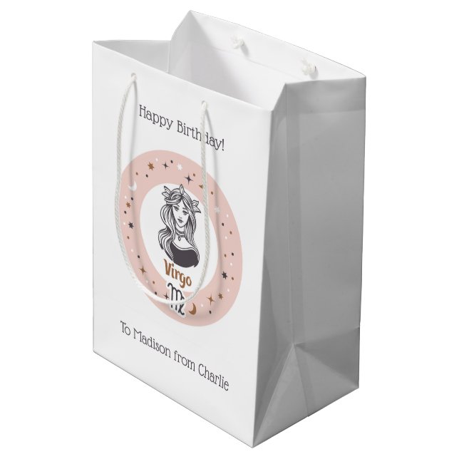 Sac Cadeau Moyen Virage du symbole zippé de texte personnalisé (Dos Angle)