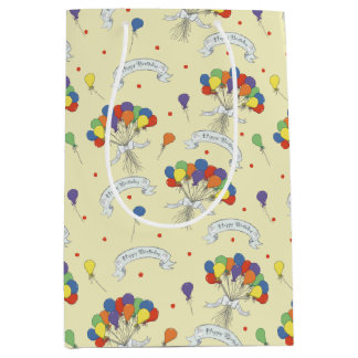 Sac Cadeau Moyen Vœux d'anniversaire - Jaune pastel