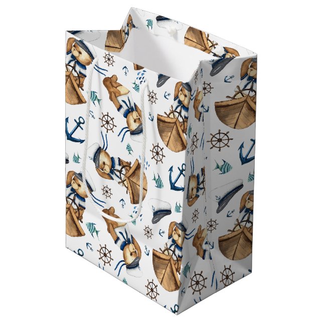 Sac Cadeau Moyen Voilier Away Teddy Bear Medium Cadeau (Devant Angle)