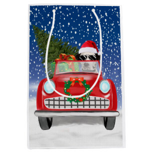 Sac Cadeau Moyen Voiture De Conduite De Chien Dalmatien En Noël De 