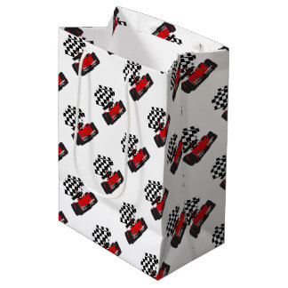 Sac Cadeau Moyen Voiture Red Race avec drapeau À damiers