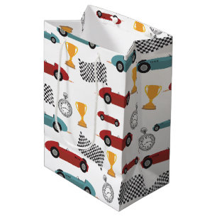 Sac Cadeau Moyen Voitures de course Vintages Blue & Red Fast Retro