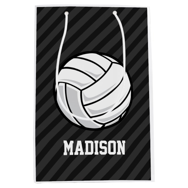 Sac Cadeau Moyen Volley-ball ; Gris Noir & Sombre (Devant)