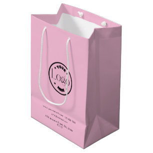 Sac Cadeau Moyen Votre logo Entreprise Professionnel Rose