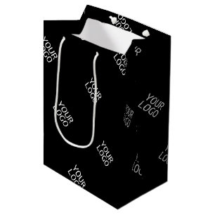 Sac Cadeau Moyen Votre logo simple motif de logo répétitif Noir