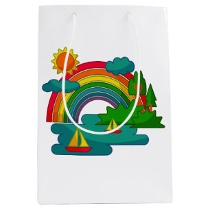Sac Cadeau Moyen Voyage en bateau sous les nuages du soleil et l'ar