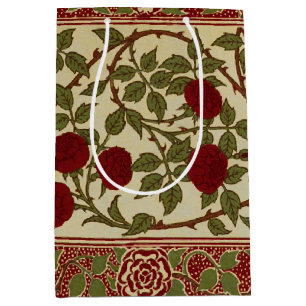 Sac Cadeau Moyen Walter Crane Vintage Rosamund Rose Rouge Floral Ar