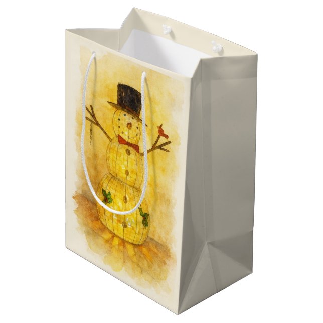 Sac Cadeau Moyen Watercolor Snowman (Dos Angle)