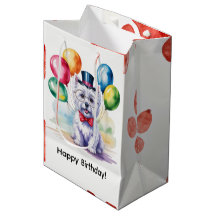 Watercolor Westie Kids Birthday Party