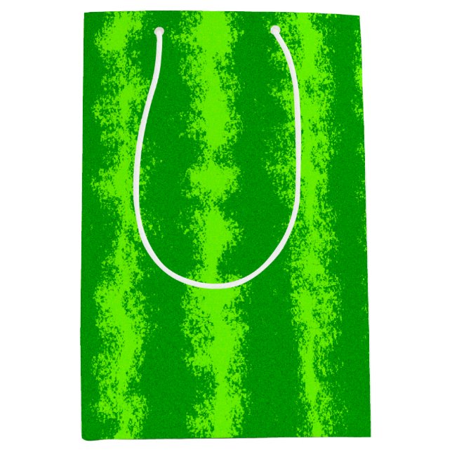 Sac Cadeau Moyen Watermelon Vert Été Fruit Rind Motif (Devant)