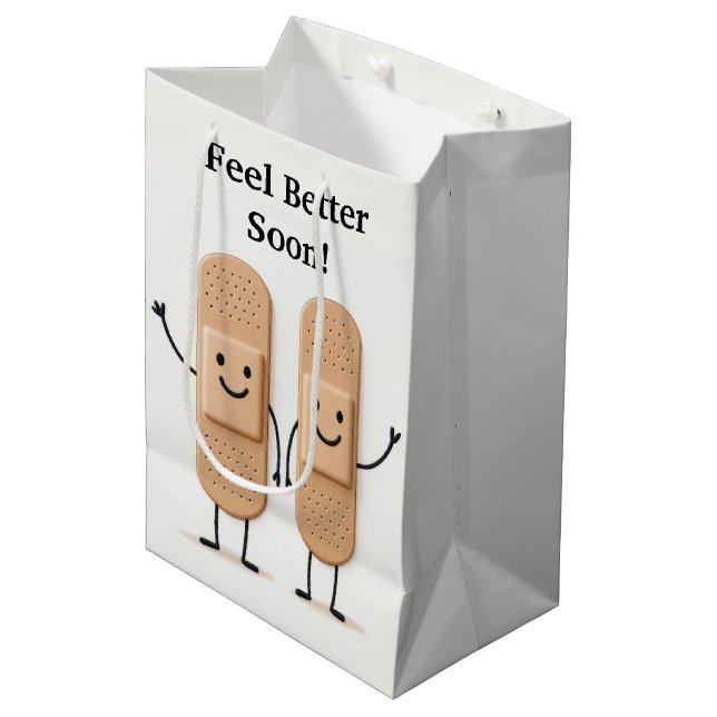 Sac Cadeau Moyen Waving Bandage Stick Figure Couple Get Well (Devant Angle)