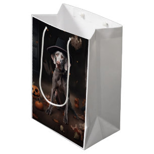 Sac Cadeau Moyen Weimaraner Citrouilles Halloween effrayant