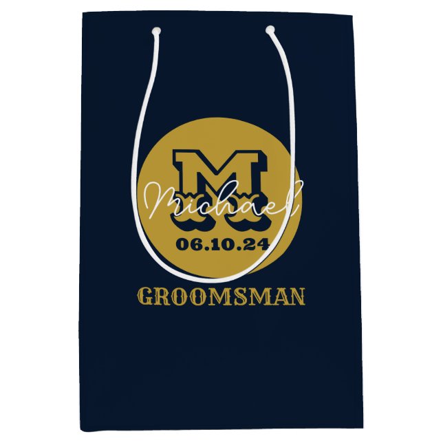 Sac Cadeau Moyen Western Cowboy Rustic Groomsmen Nom Monogramme (Devant)