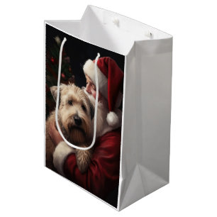 Sac Cadeau Moyen Wheaton Terrier Avec Noël Festif Du Père Noël
