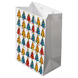 Sac Cadeau Moyen Whimsical Christmas Trees