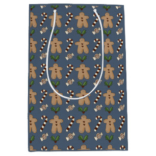 Sac Cadeau Moyen Whimsical Gingerbread et Sucres de canne Noël