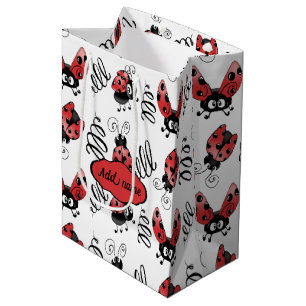 Sac Cadeau Moyen Whimsical Ladybug And Swirls