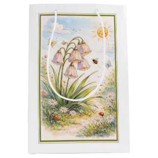 Sac Cadeau Moyen Whimsical Spring Bellflowers Garden