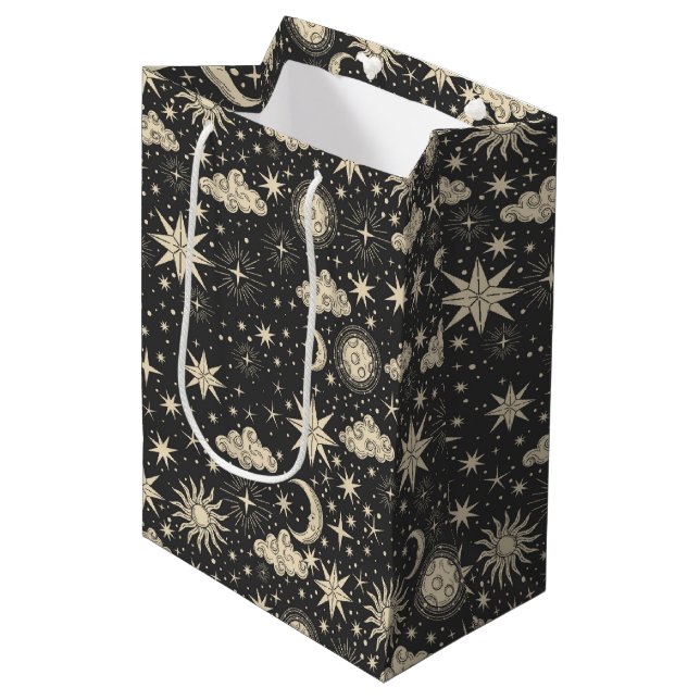 Sac Cadeau Moyen Whimsical Star Moon Planètes Nuages (Devant Angle)