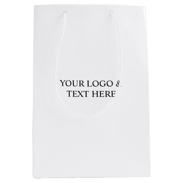 Sac Cadeau Moyen White Personalized – Your Logo & Text Here (Devant)