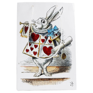 Sac Cadeau Moyen White Rabbit Alice Wonderland Hearts Fourre-tout