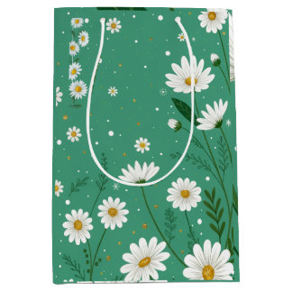 Sac Cadeau Moyen Wild Daisy Botanical Sage Green Gift Bag