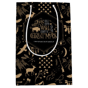 Sac Cadeau Moyen Wild Wonderful Christmas Motif/Kraft Black ID604