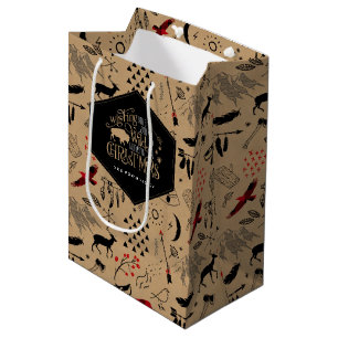 Sac Cadeau Moyen Wild Wonderful Christmas Motif/Kraft/Red ID604