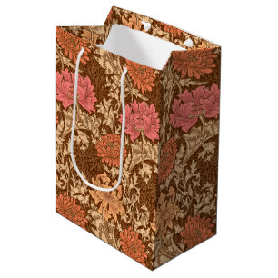 Sac Cadeau Moyen William Morris Chrysanthèmes, Brown et rouille