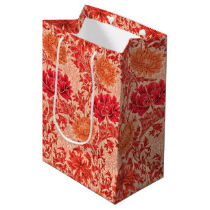 Sac Cadeau Moyen William Morris Chrysanthemums, Coral Orange