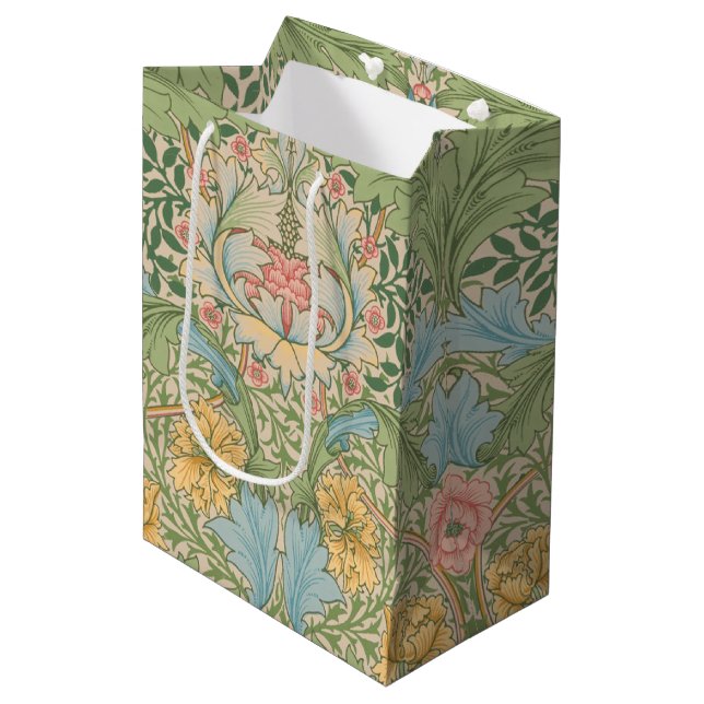 Sac Cadeau Moyen William Morris Myrtle Fleur Floral Botanique (Devant Angle)