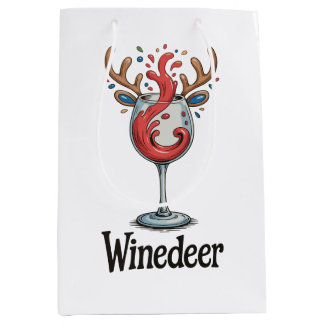 Sac Cadeau Moyen Winedeer Reindeer Christmas Xmas Matching Family
