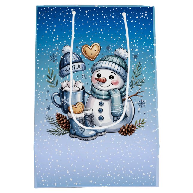 Sac Cadeau Moyen Winter Cozy Snowman (Dos)