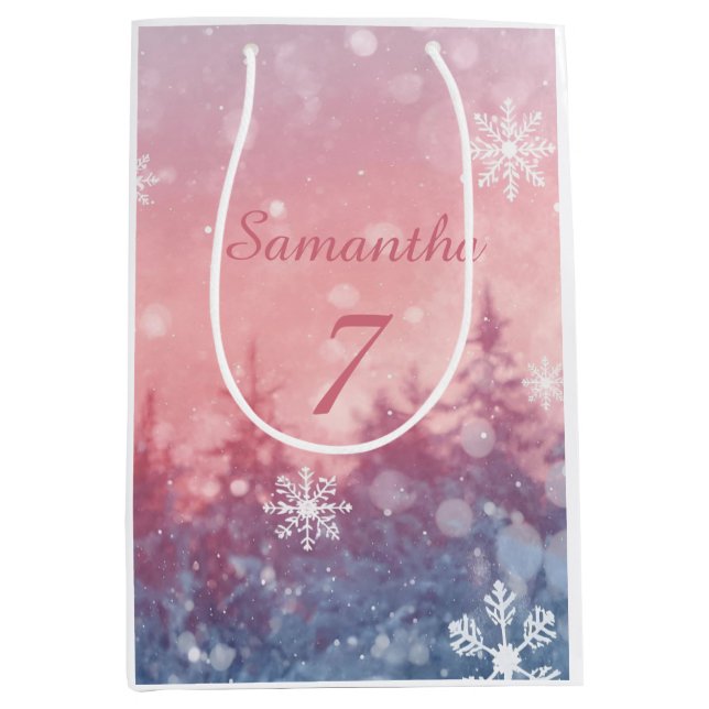 Sac Cadeau Moyen Winter Fairy Tale Gift Bag, Enchanted Snowscape (Devant)