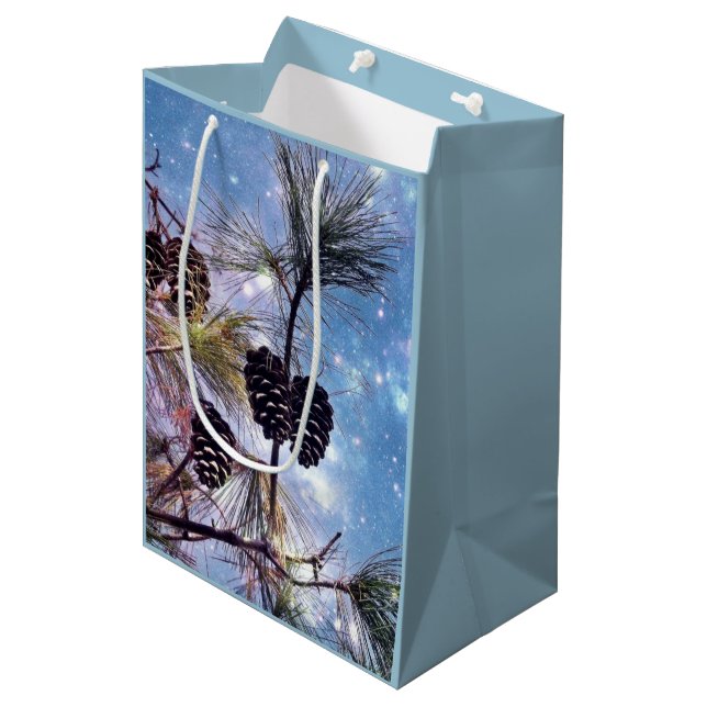 Sac Cadeau Moyen Winter Pine Cones (Devant Angle)