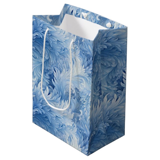 Sac Cadeau Moyen Winter Wonderland Bleu gelé motif (Devant Angle)