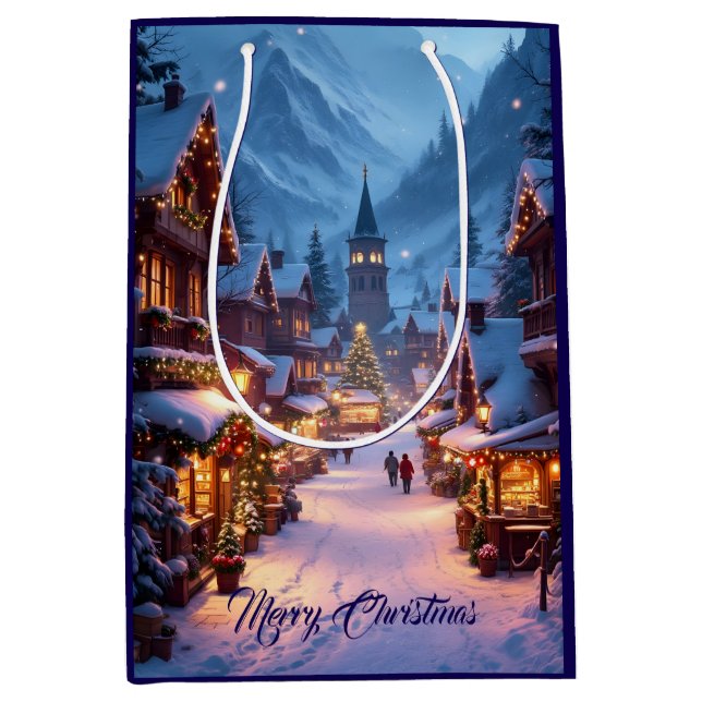 Sac Cadeau Moyen Wonderful Christmas market in a Mountain village (Devant)