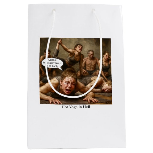 Sac Cadeau Moyen Yoga chaud en enfer. (Devant)