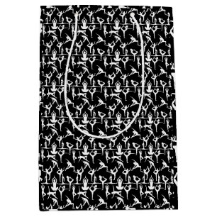 Sac Cadeau Moyen Yoga pose motif 01.bx4.Black BG