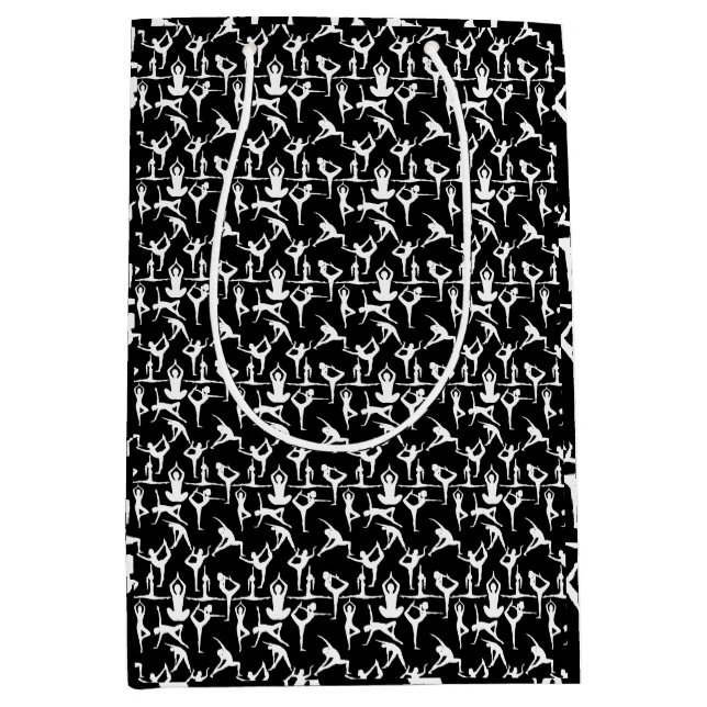 Sac Cadeau Moyen Yoga pose motif 01.bx4.Black BG (Devant)