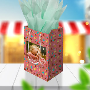 Sac Cadeau Moyen Yummy Ice Cream Photo   Rose foncé