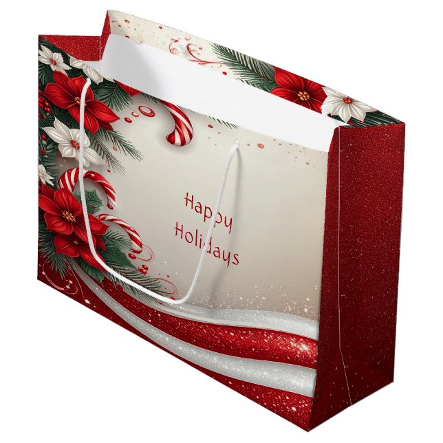 Sac cadeau Noël Floral Sucres de canne Vacances (Devant Angle)