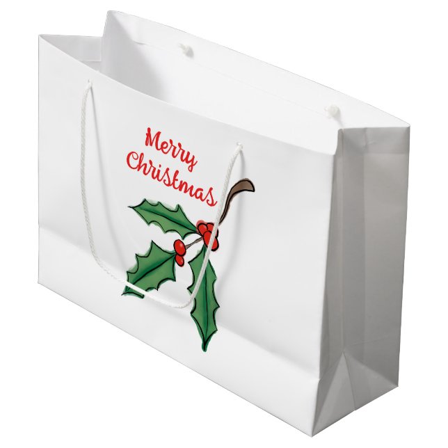 Sac cadeau Noël Holly Large (Devant Angle)