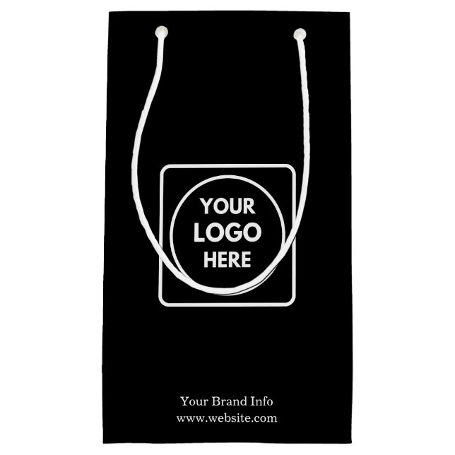 Sac cadeau noir | Petit sac de logo personnalisé (Devant)