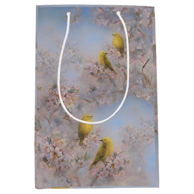 Sac Cadeau Oiseaux Jaunes - moyen (Devant)