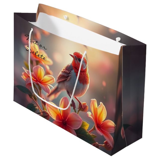 Sac cadeau orangé floral (Devant Angle)