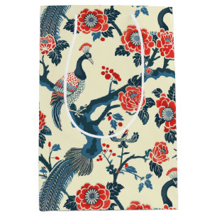 Sac cadeau Oriental Rouge & Bleu Floral Peacock